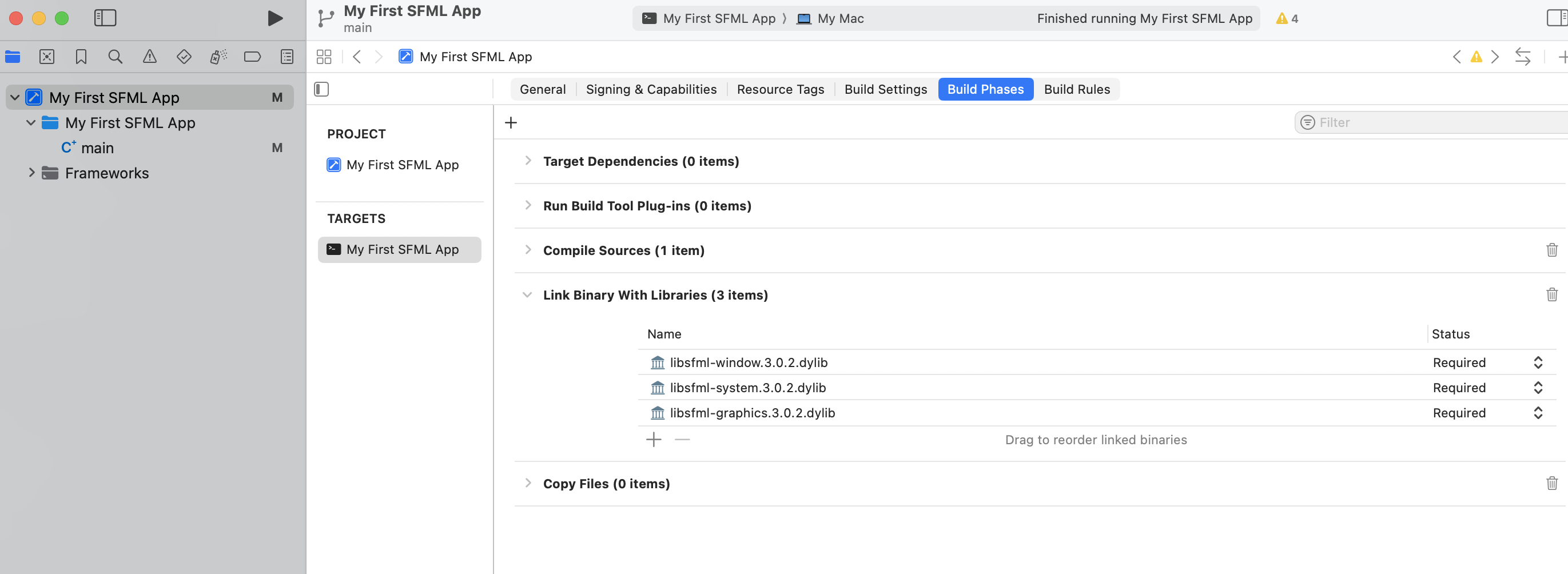 Xcode dynamic link settings