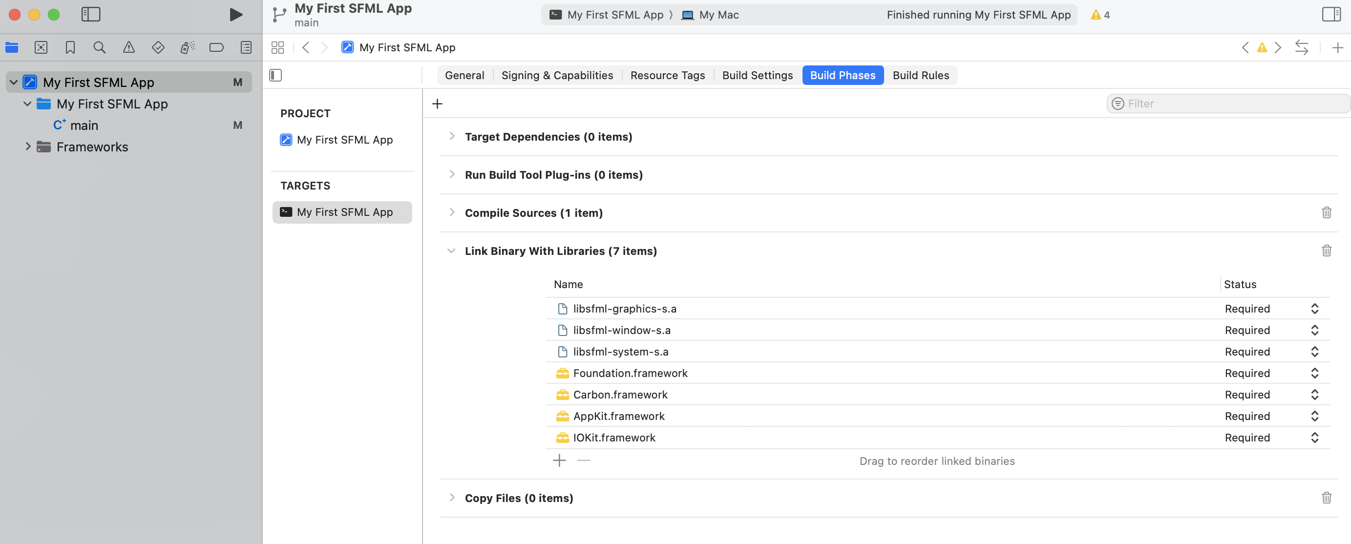 Xcode static link settings