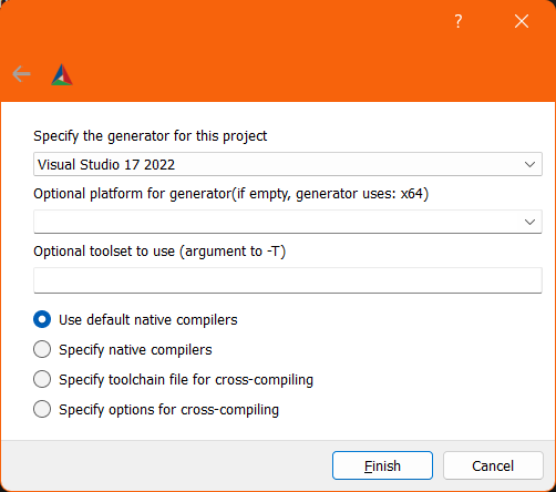 Screenshot of the generator selection dialog box